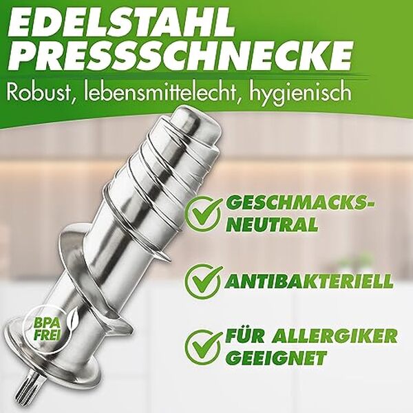 Découvrez l'efficacité et la robustesse de l'extracteur GREEN-PRESS EDELSTAHL en inox. Un compagnon idéal pour des jus frais et riches en nutriments directement dans votre cuisine.