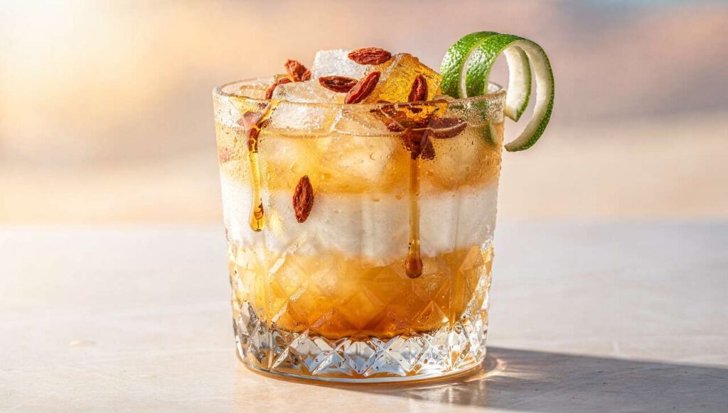 Cocktail tropical : baies de Goji et rhum épicé