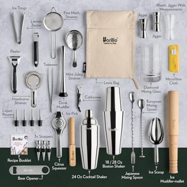 Test complet du kit barman Barillio Pro Edition : évaluation du shaker et des accessoires en inox pour des cocktails parfaits à la maison