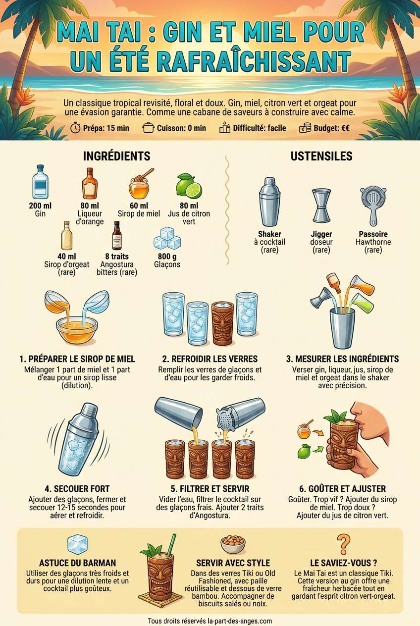 Fiche recette Recette cocktail Mai Tai : gin et miel pour un &eacute;t&eacute; rafra&icirc;chissant