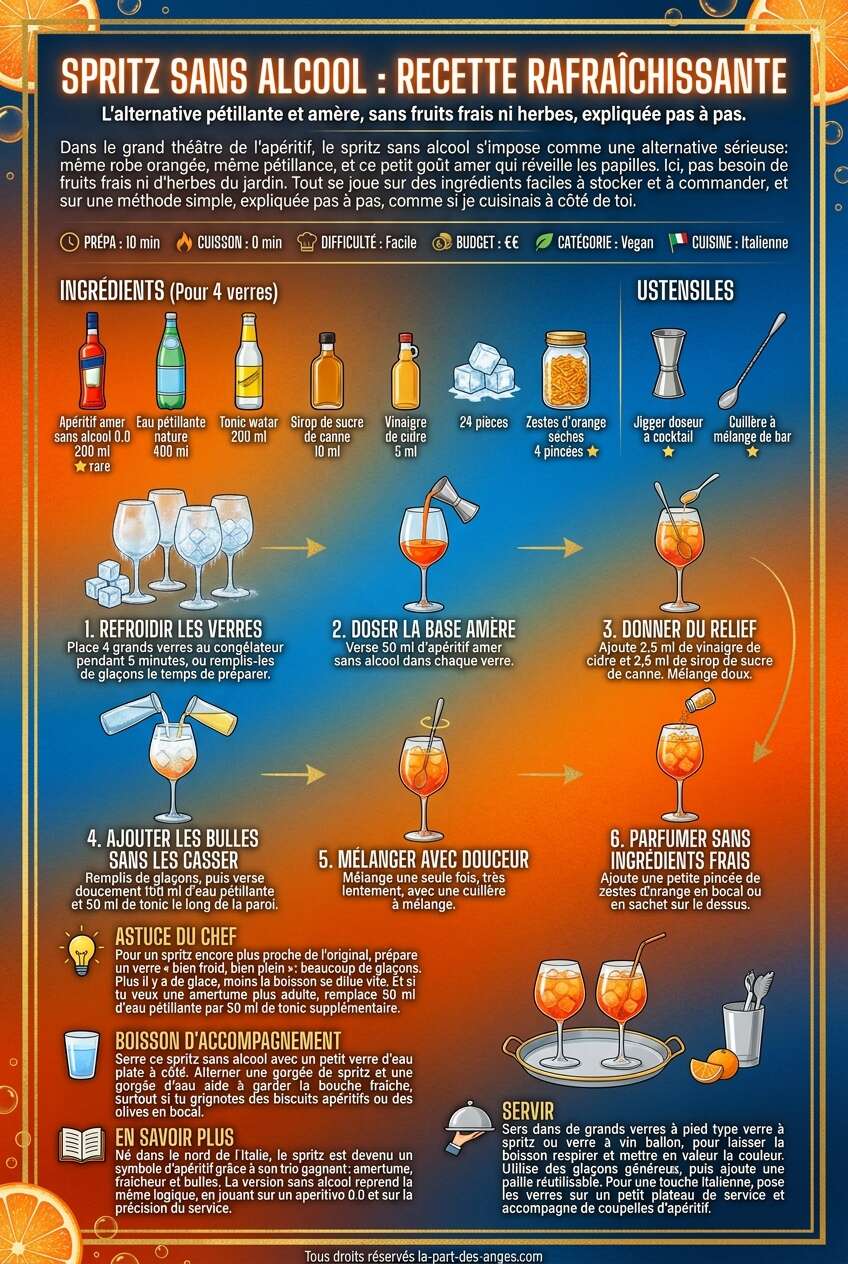 Fiche recette Spritz sans alcool : recette rafra&icirc;chissante