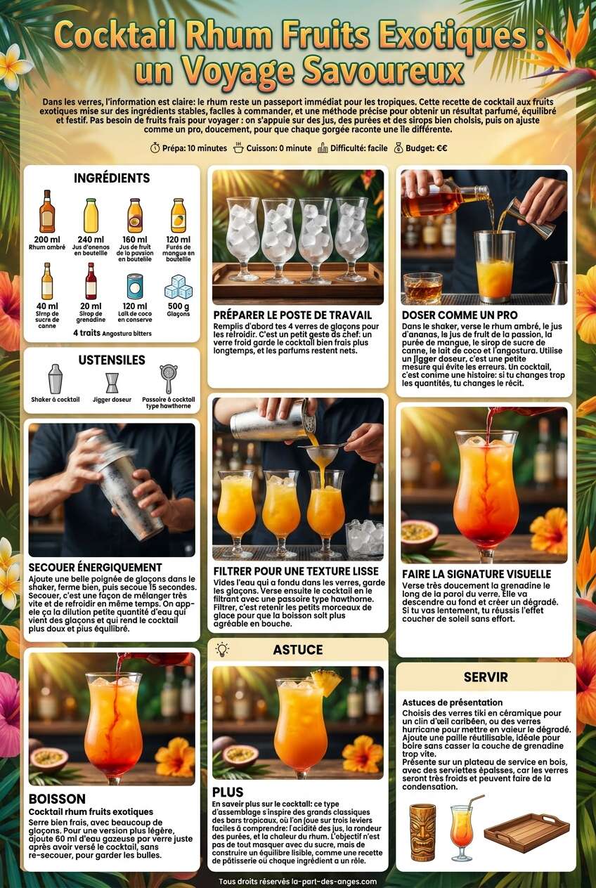 Fiche recette Recette Cocktail Rhum Fruits Exotiques : un Voyage Savoureux Fiche recette Recette Cocktail Rhum Fruits Exotiques : un Voyage Savoureux
