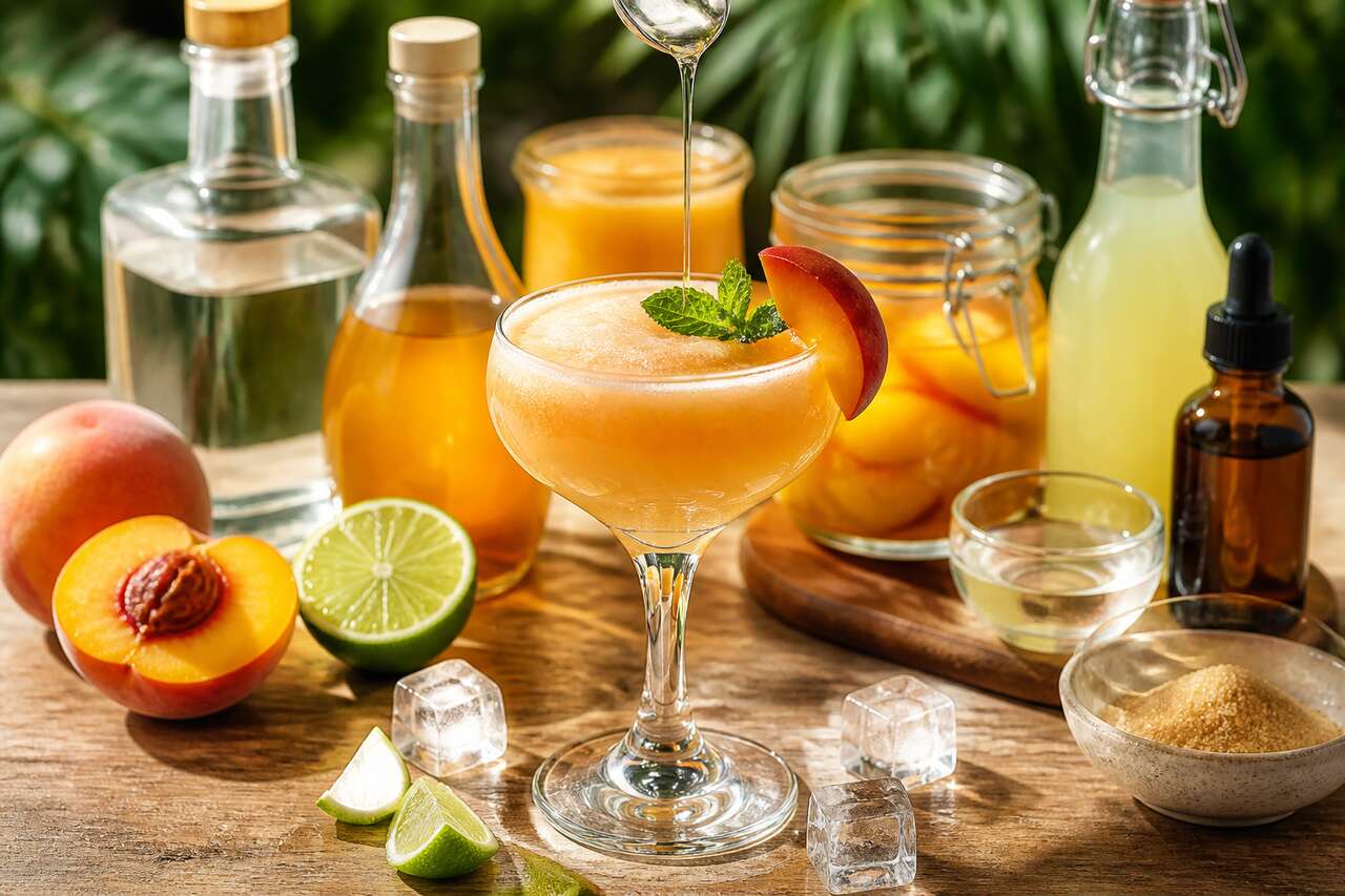 Recette du Peach Daiquiri : le cocktail fruit&eacute; au rhum et &agrave; la p&ecirc;che