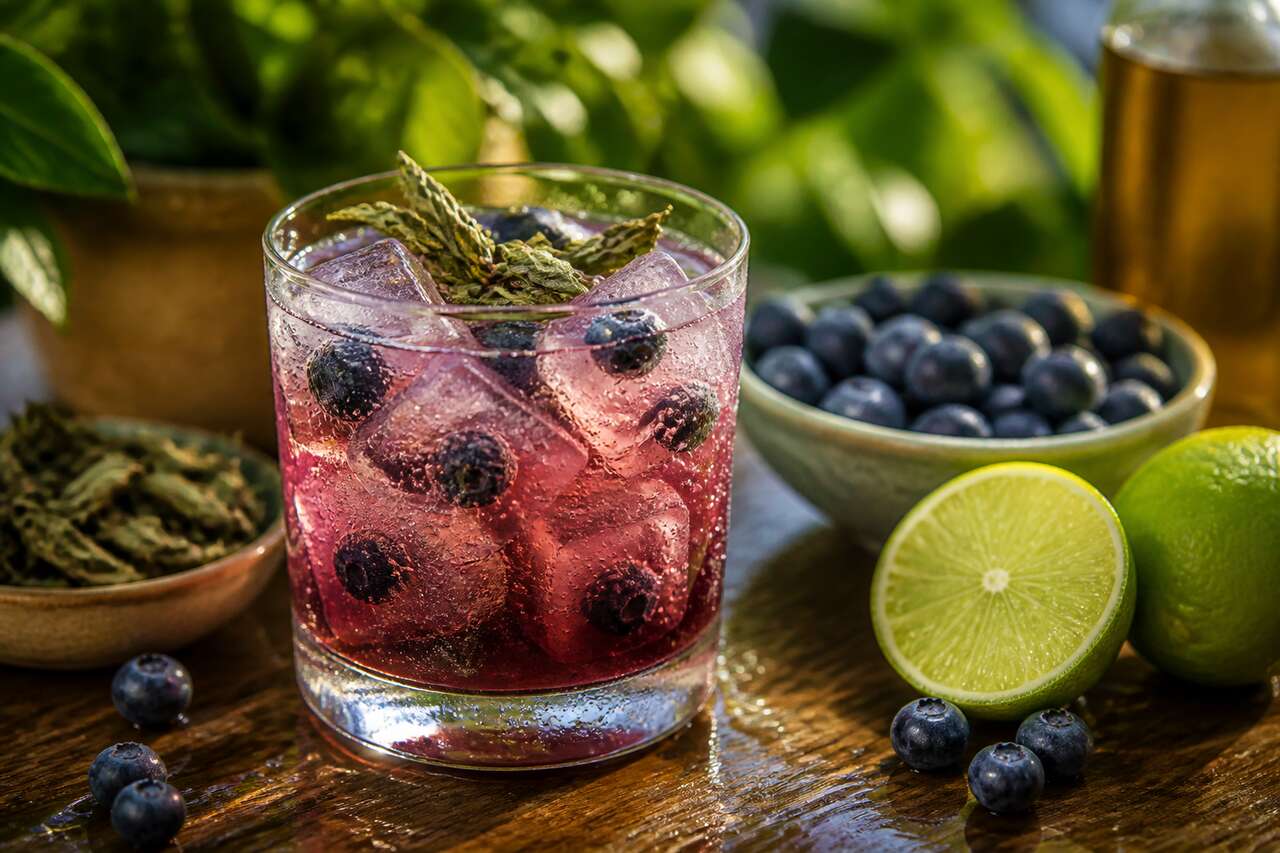 Recette du blueberry rum smash : le cocktail fruit&eacute; au rhum et myrtilles