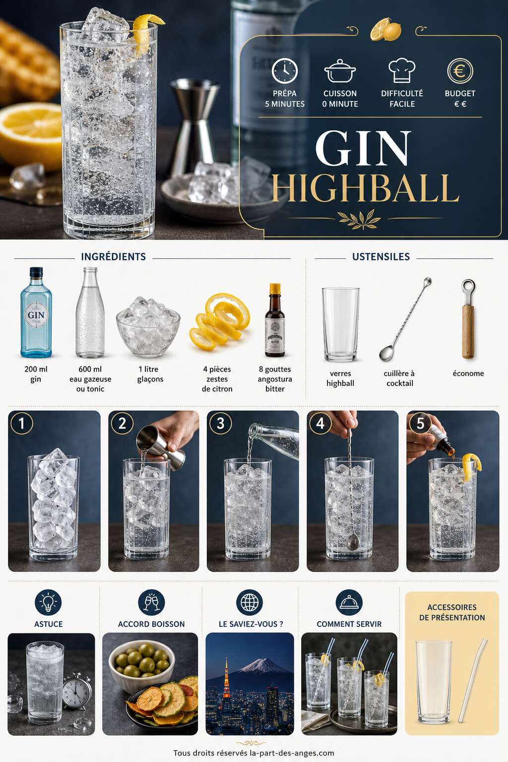 Fiche recette Recette du Gin Highball : le cocktail rafra&icirc;chissant et facile &agrave; pr&eacute;parer
