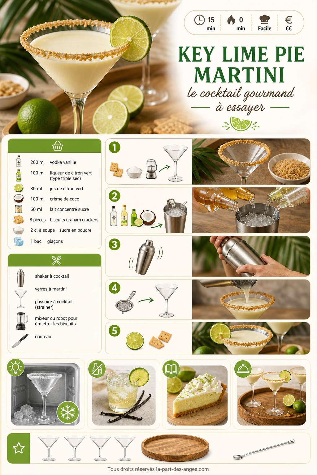 Fiche recette Recette du key lime pie martini : le cocktail gourmand &agrave; essayer