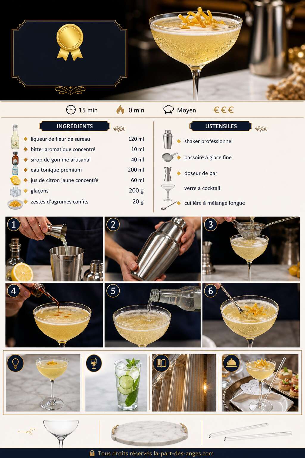Fiche recette Cocktail médaillé aux epicures : recette exquise Fiche recette Cocktail médaillé aux epicures : recette exquise