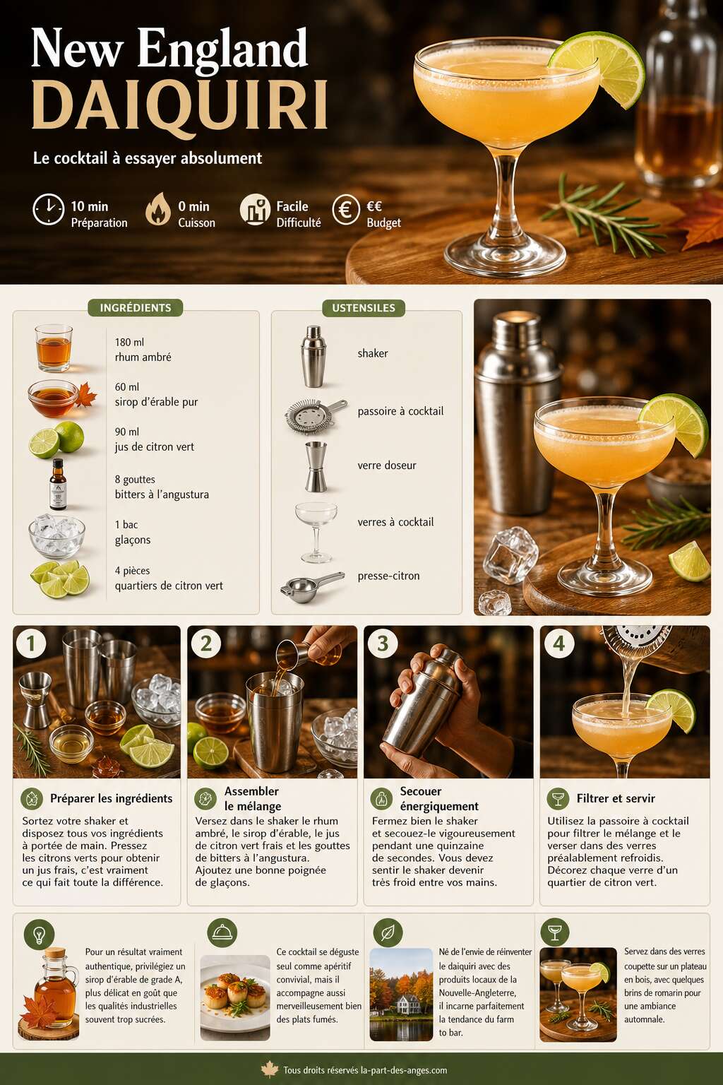 Fiche recette Recette du New England Daiquiri : le cocktail à essayer absolument Fiche recette Recette du New England Daiquiri : le cocktail à essayer absolument