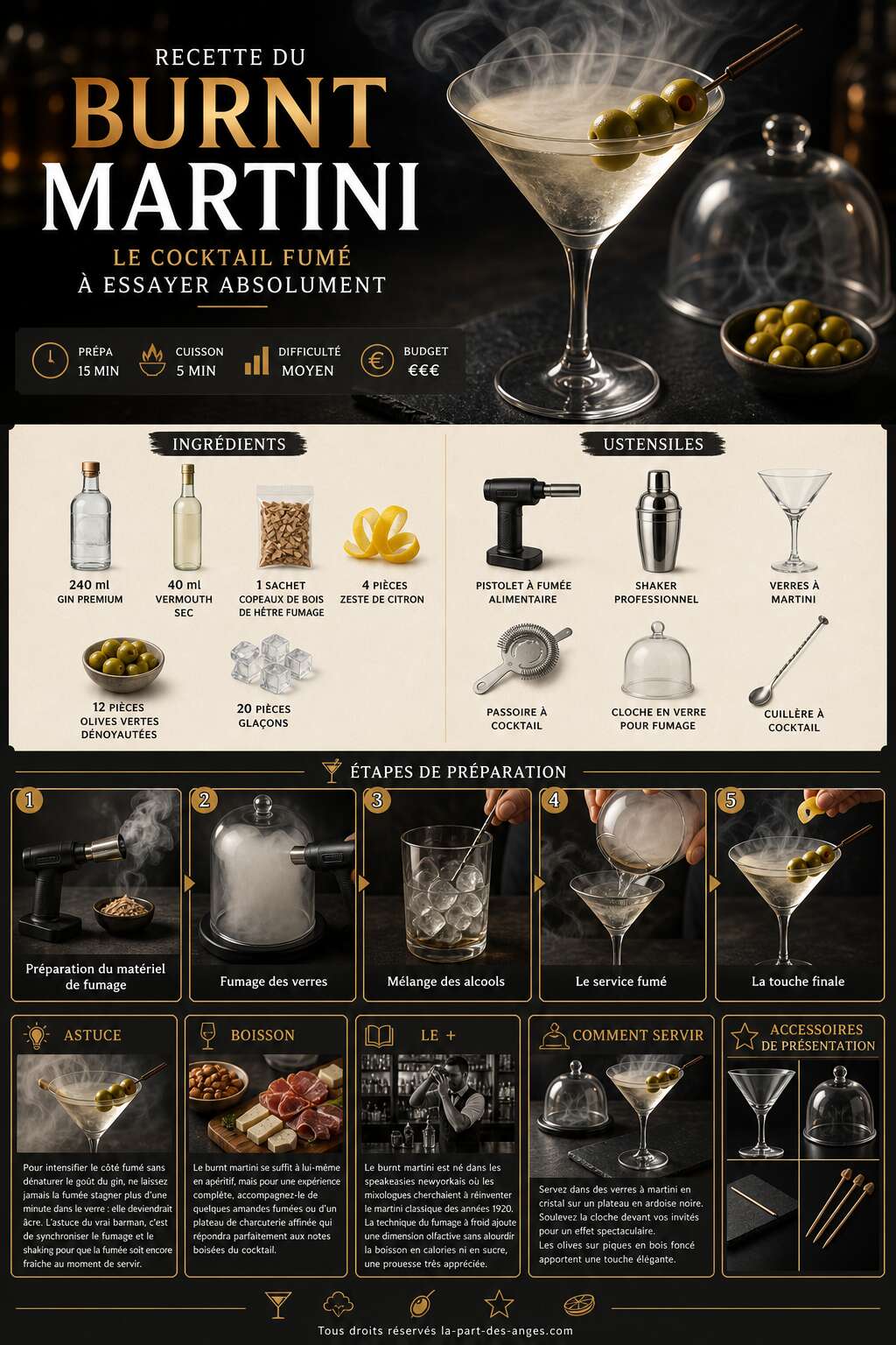 Fiche recette Recette du Burnt Martini : le cocktail fumé à essayer absolument Fiche recette Recette du Burnt Martini : le cocktail fumé à essayer absolument