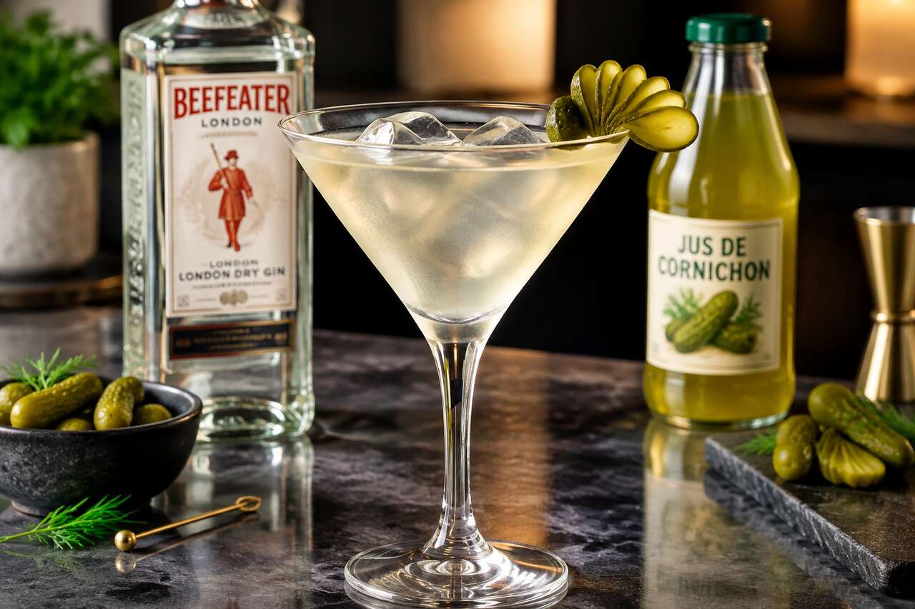 Recette du pickle juice martini : le cocktail au jus de cornichon