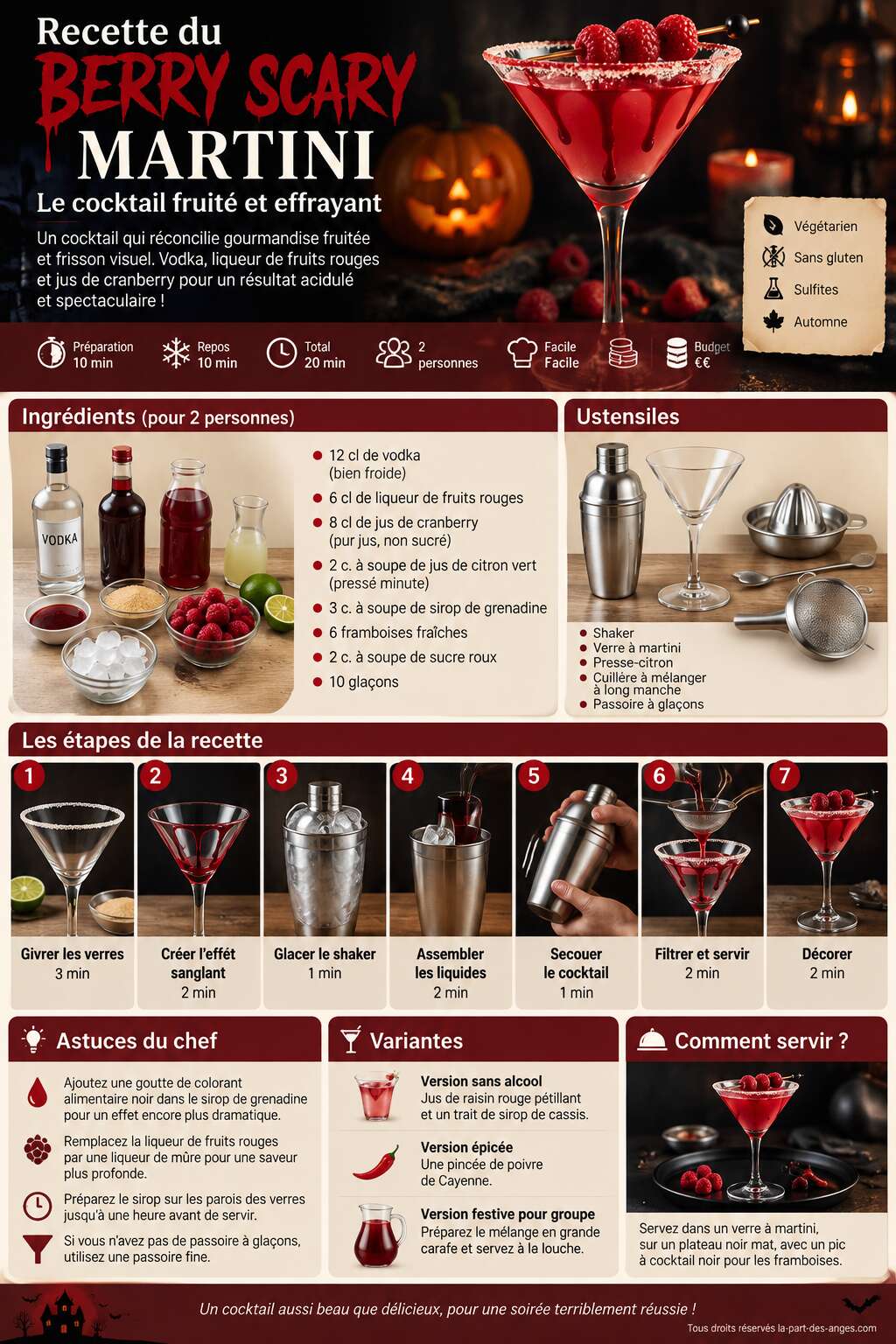 Fiche recette Recette du berry scary martini : le cocktail fruité et effrayant Fiche recette Recette du berry scary martini : le cocktail fruité et effrayant
