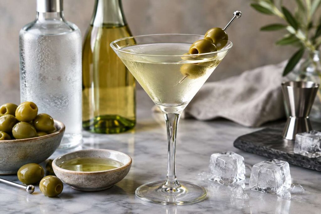 Recette du dirty vodka martini