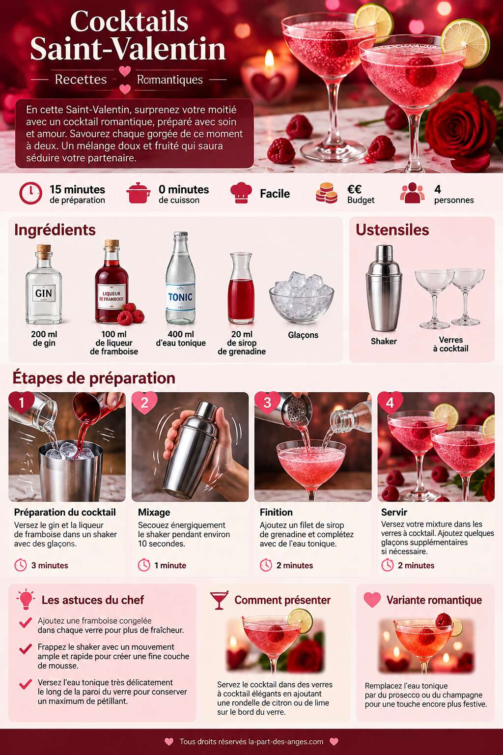 Fiche recette Cocktails Saint-Valentin : recettes Romantiques Fiche recette Cocktails Saint-Valentin : recettes Romantiques