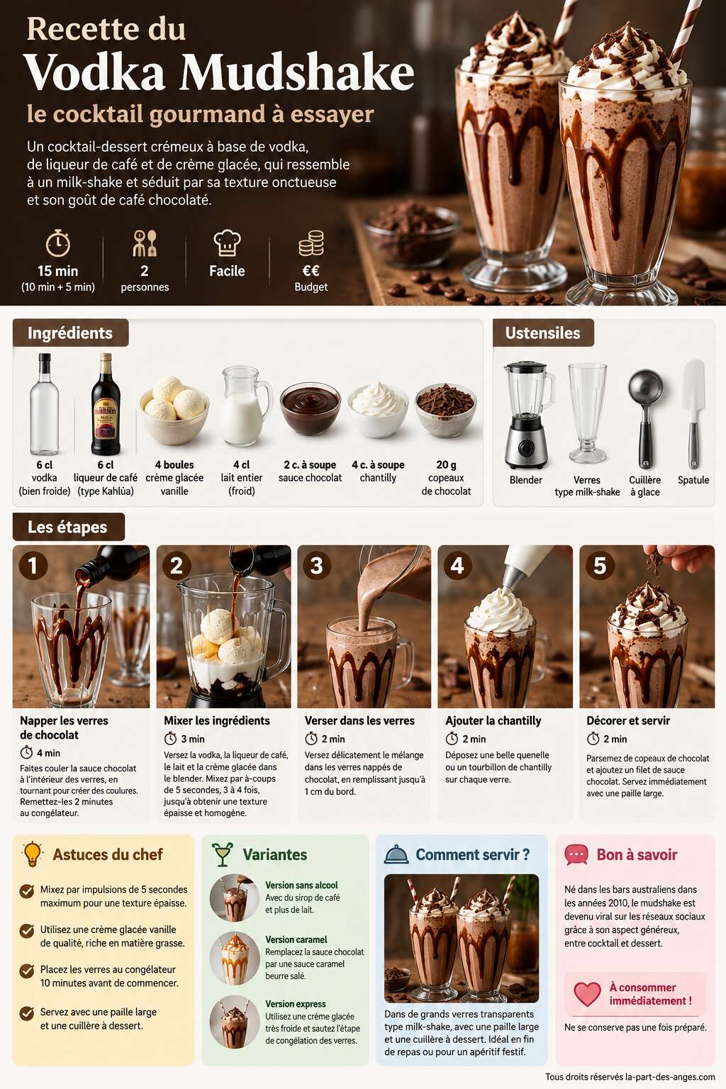 Fiche recette Recette du Vodka Mudshake : le cocktail gourmand &agrave; essayer