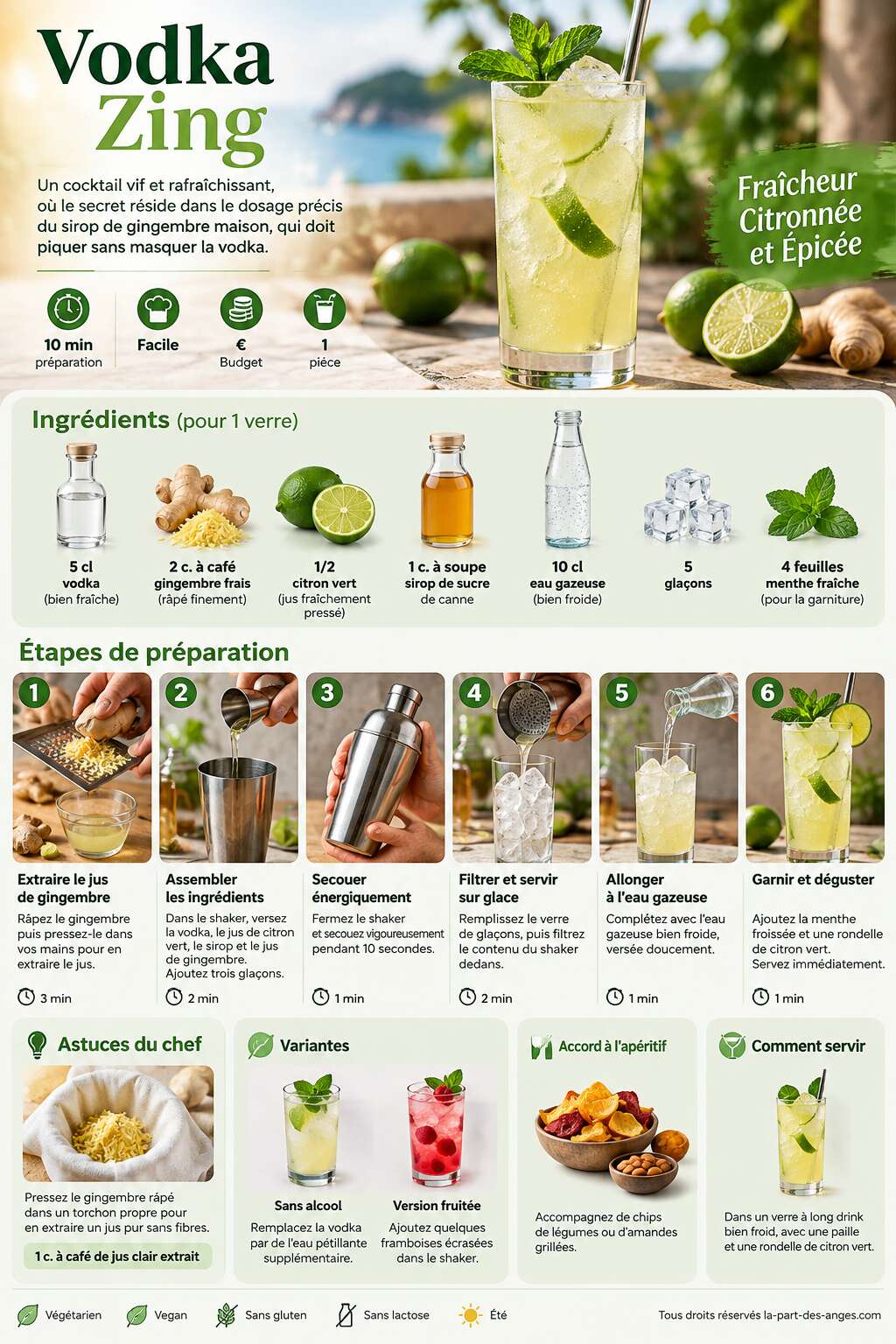 Fiche recette Recette du cocktail Vodka Zing Fiche recette Recette du cocktail Vodka Zing