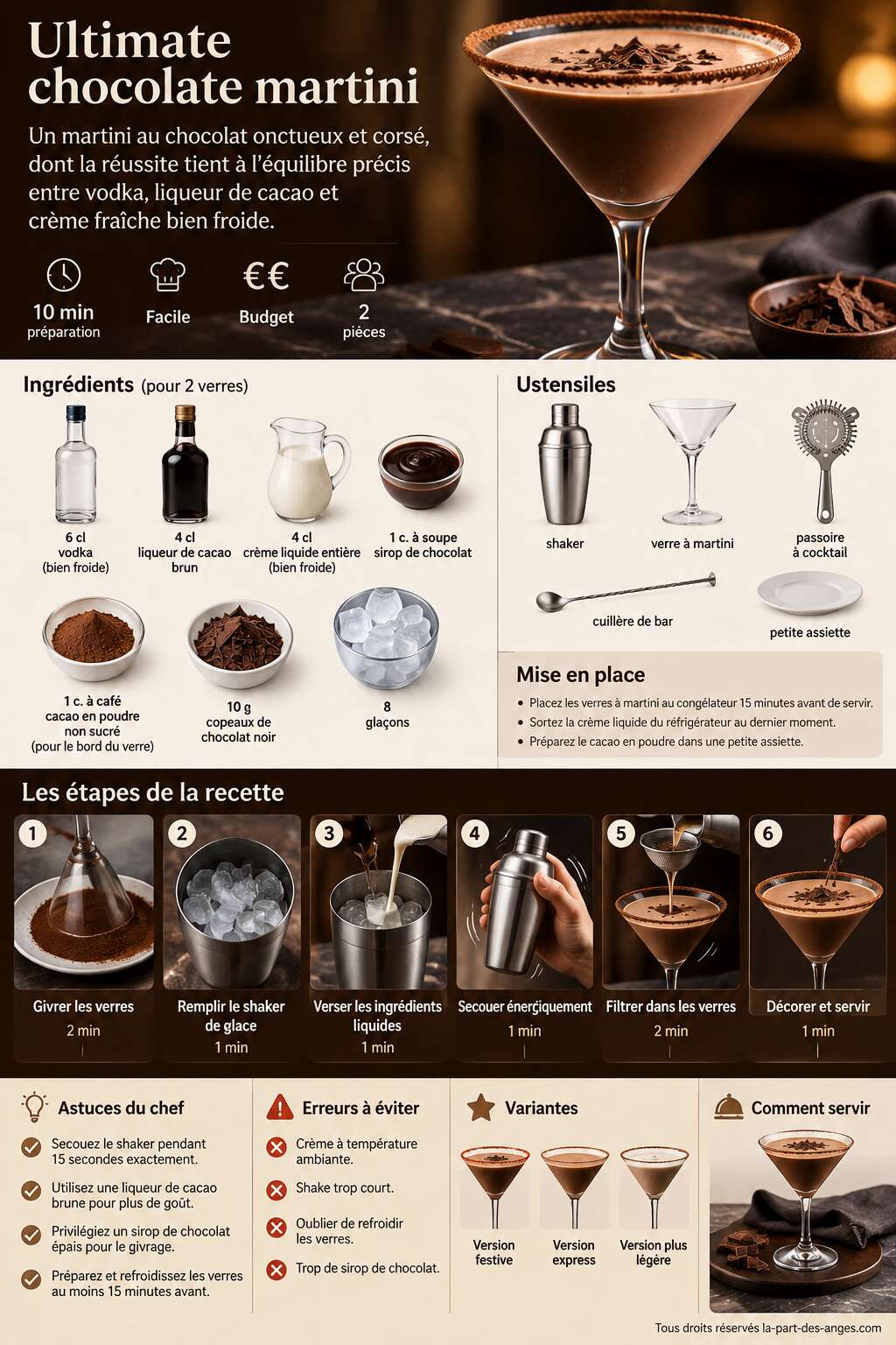 Fiche recette Recette du cocktail Ultimate chocolate martini