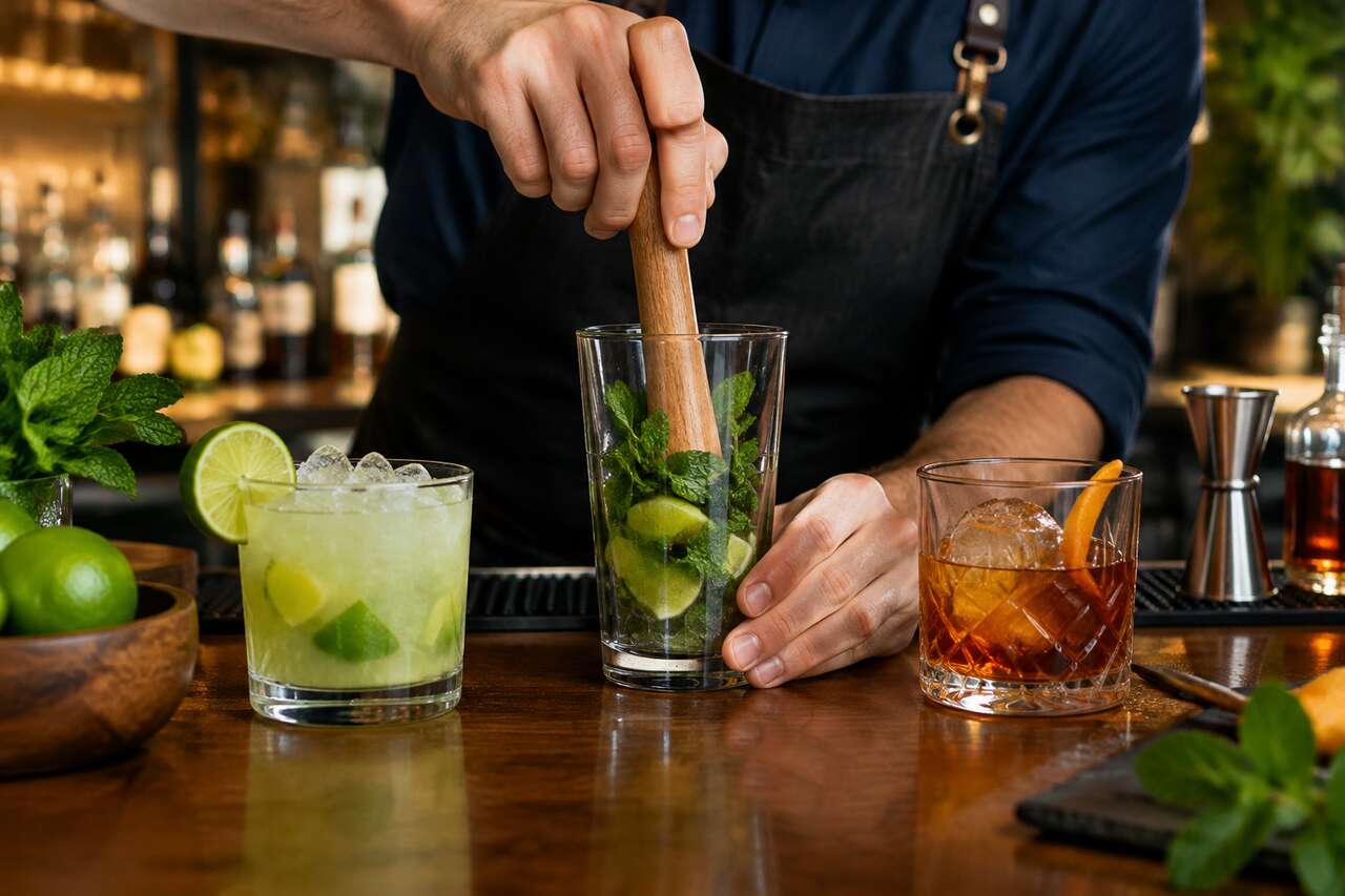 Exemples de cocktails: mojito, caipirinha, old fashioned et variantes